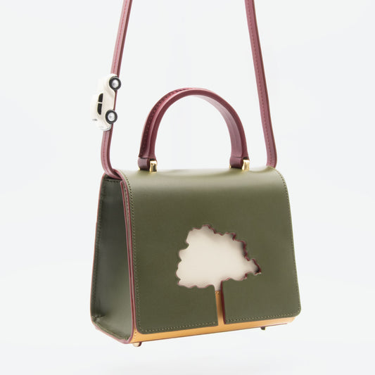 One way small leather shoulder bag