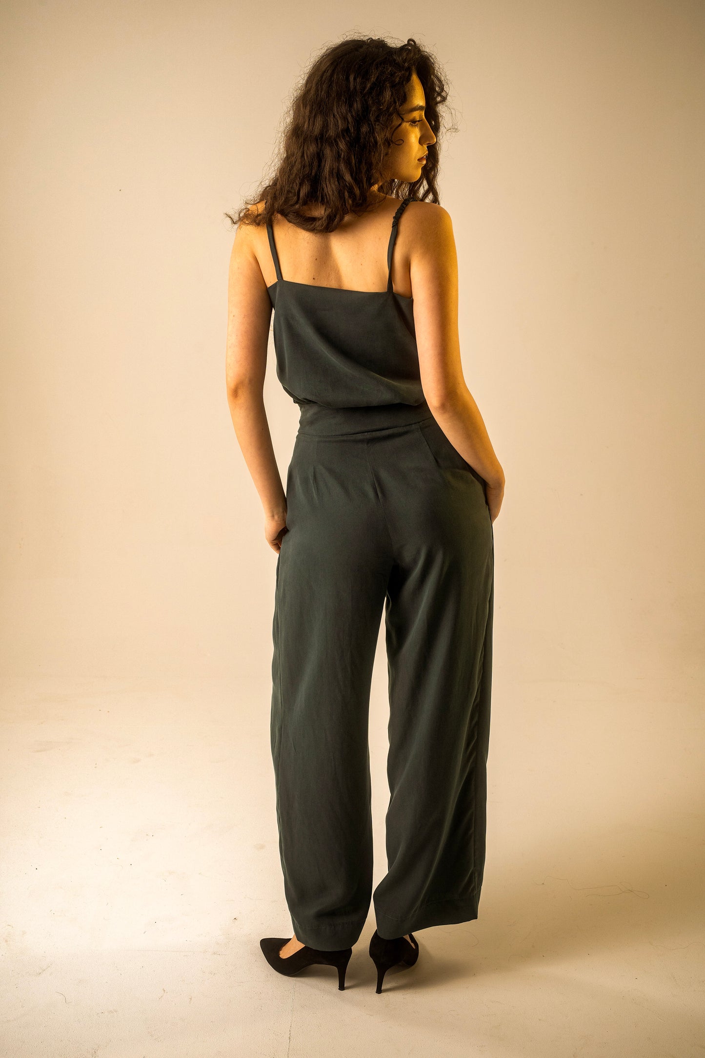 Teal pleat trousers