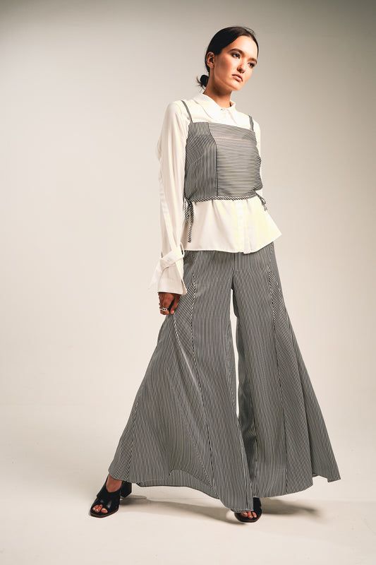 Stripe wide leg trousers