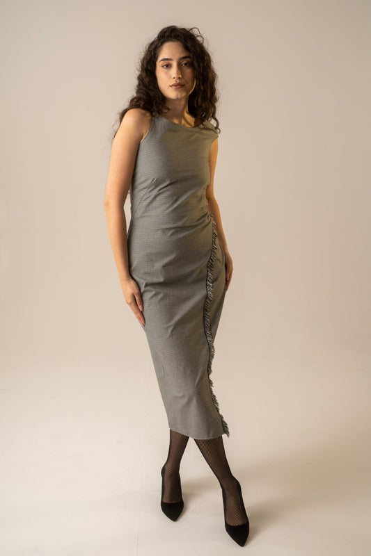 Check fringe dress