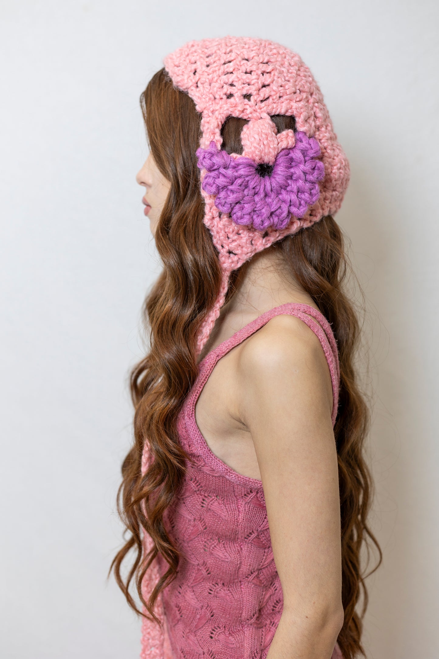 Flow-earflap pink hat