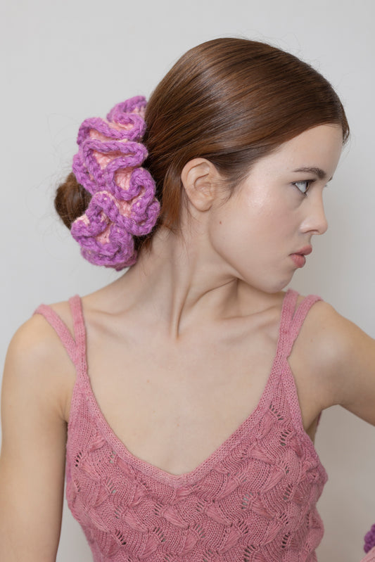 Petal spiral pink and purple scrunchie