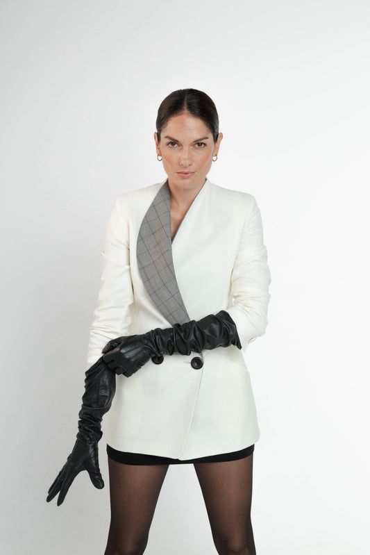 Locket White Blazer in Loro Piana Wool