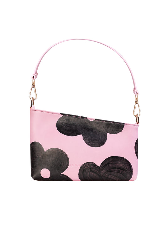 BAGUETTE bag corn leather pink with flowers