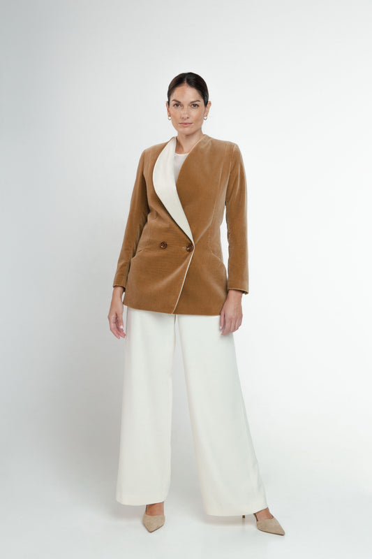 Locket Camel Velvet Blazer
