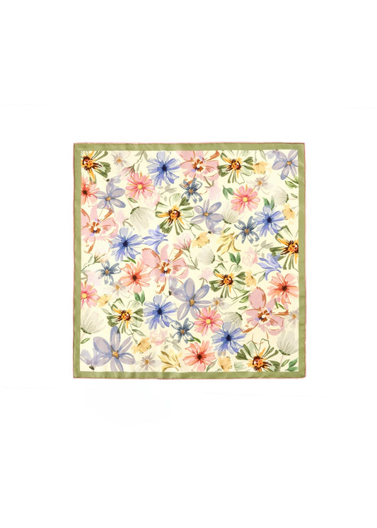 Floral Silk Twill Square