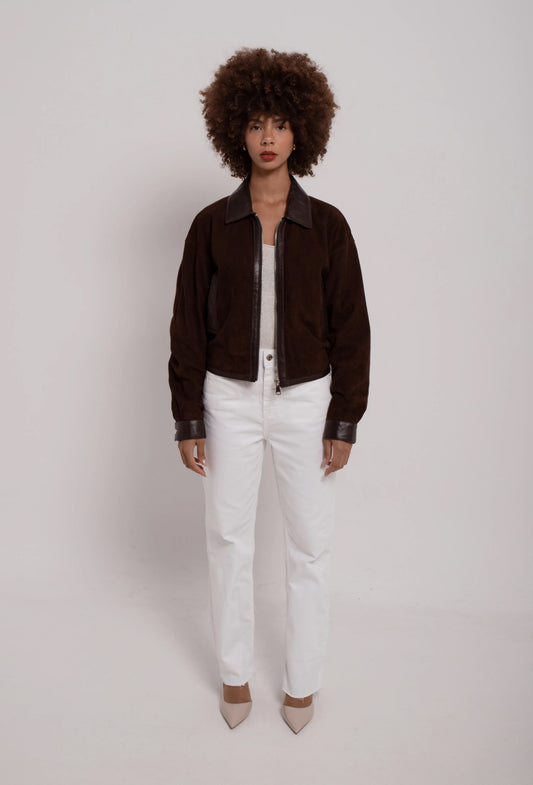 Suede bomber jacket