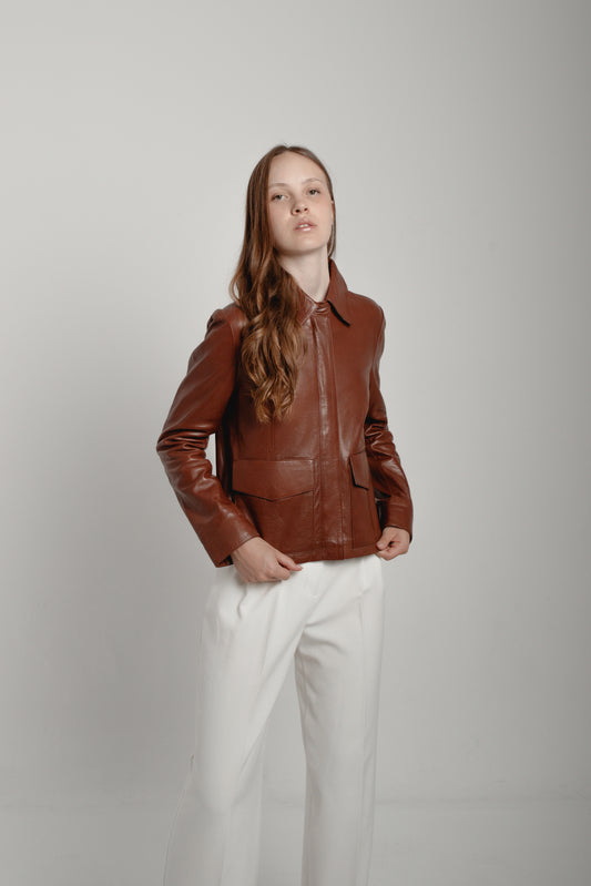Brown leather jacket