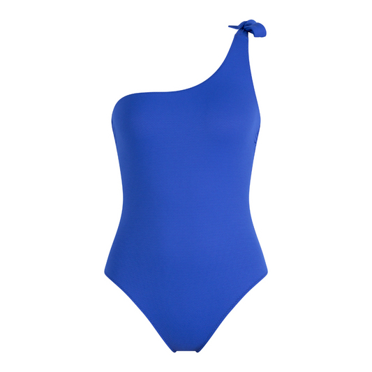 SHOULDER TIE UP SWIMSUIT - Blue Wave