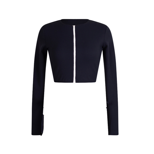 ZIP-UP SHORT RASH GUARD - Deep Blu