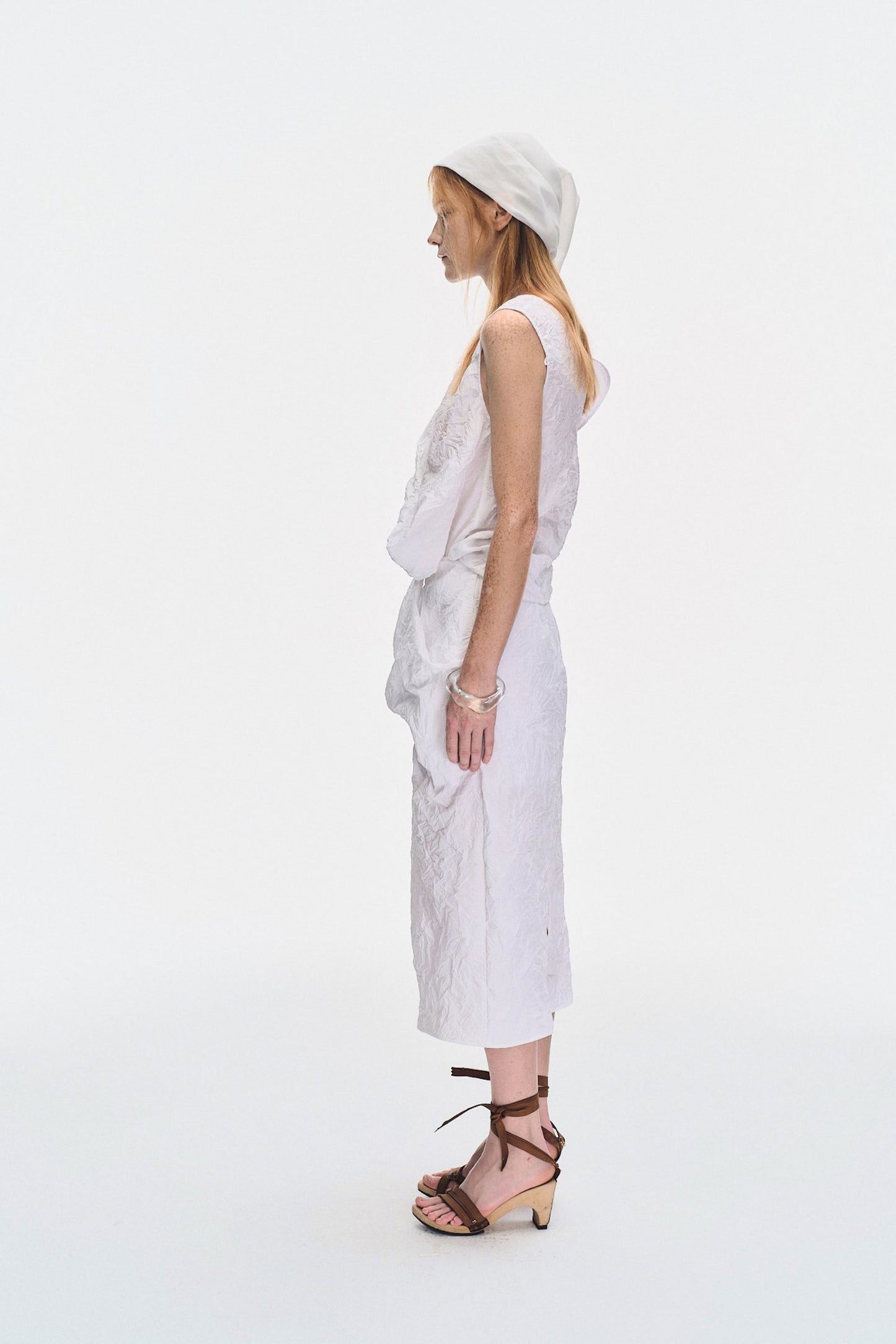 CRINKLED MIDI SKIRT