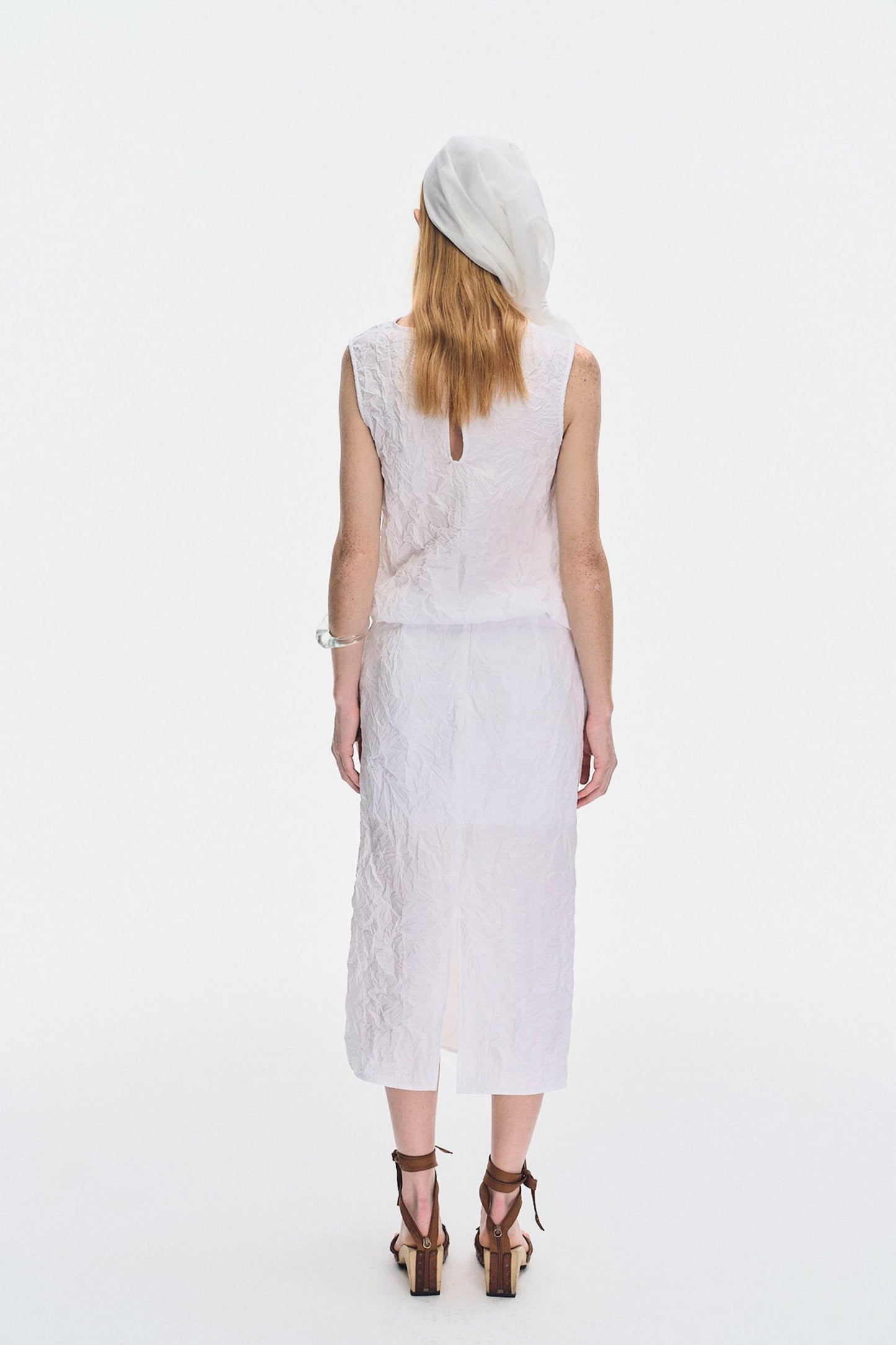 CRINKLED MIDI SKIRT