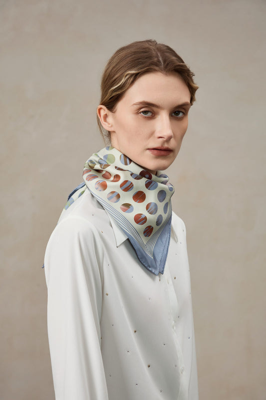 Abstract Floral Silk Twill Square